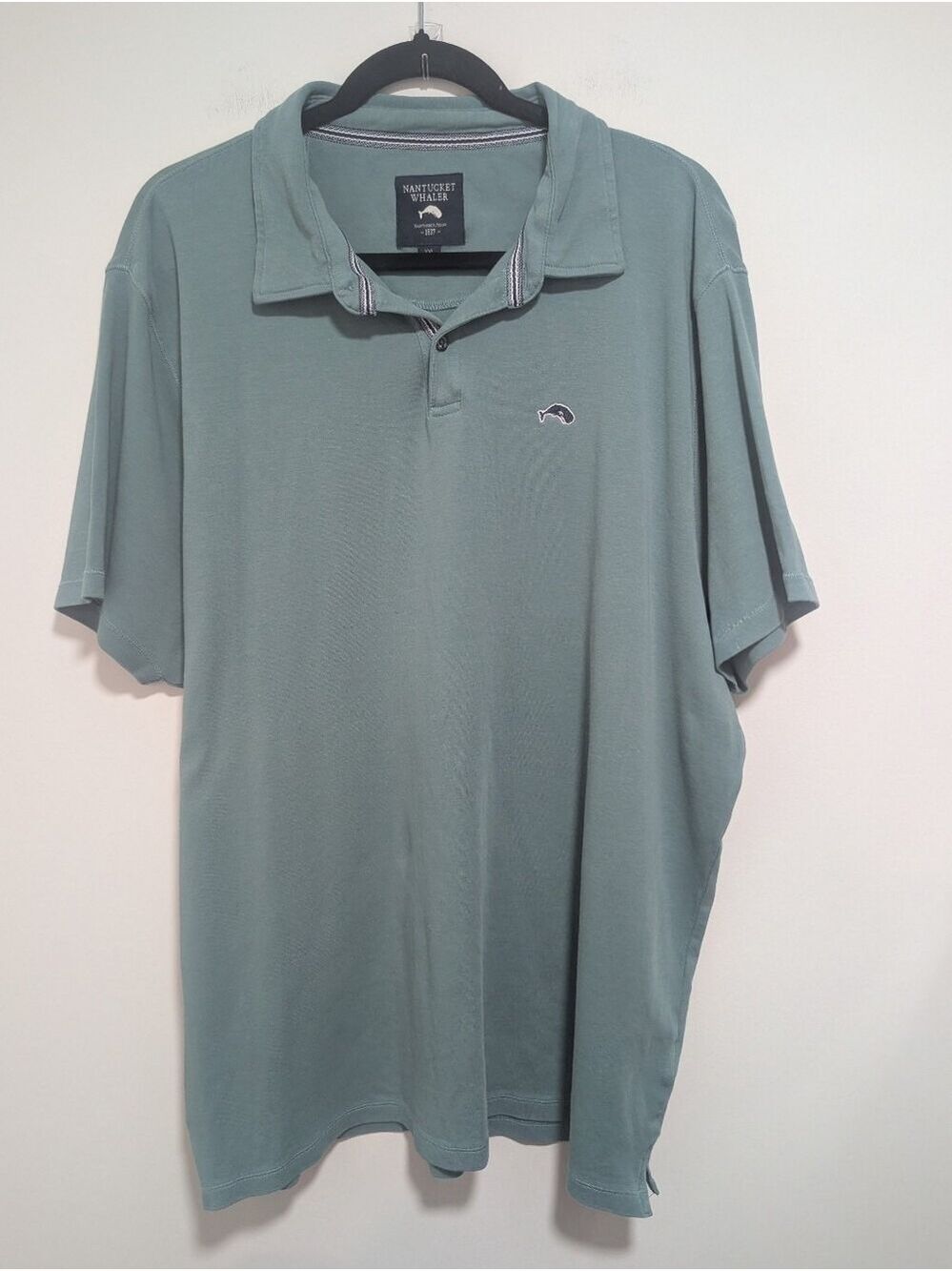 Nantucket Whaler | Embroidered Whale Logo Short Sleeve Polo Shirt In Blue-Green